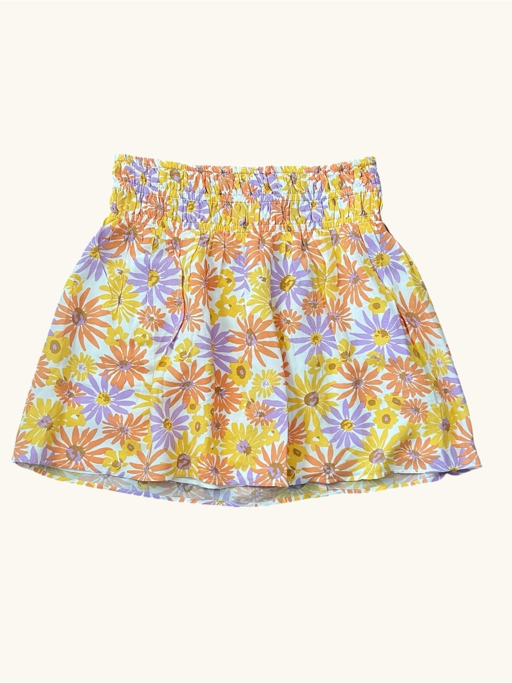L*Space Floral Smocked Mini Skirt In Yellow, Orange & Lavender